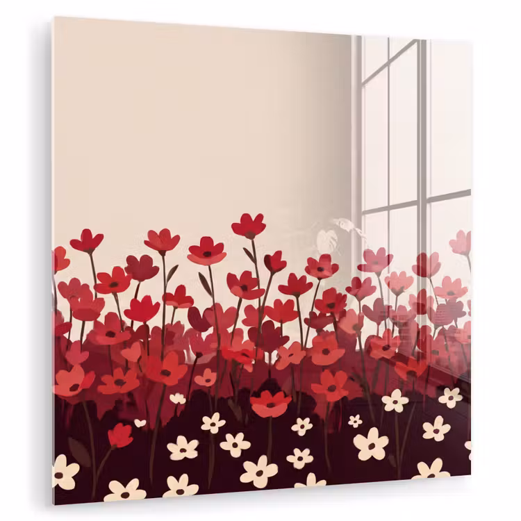 Glasbild - Blumen – Rot – Natur — 1