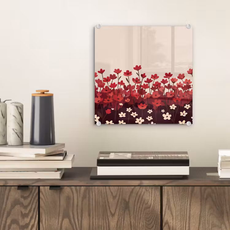 Glasbild - Blumen – Rot – Natur — 2