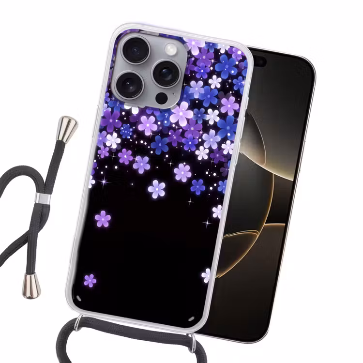 Handyhülle mit Band - Blumen – Lila – Modern — 5