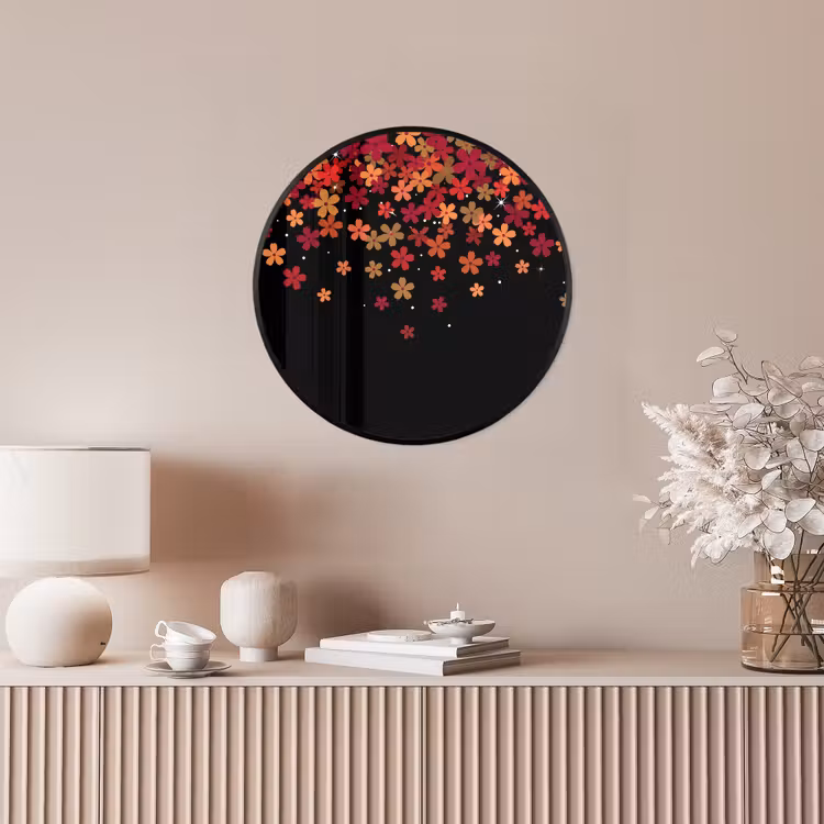 Poster im Rahmen Rund - Blumen – Abstrakt – Orange — 5