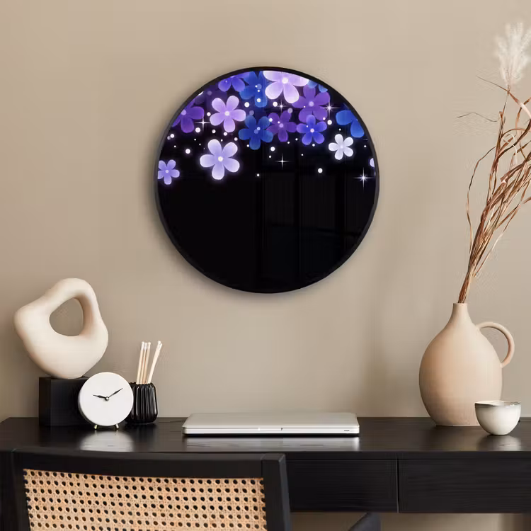 Poster im Rahmen Rund - Blumen – Lila – Modern — 3