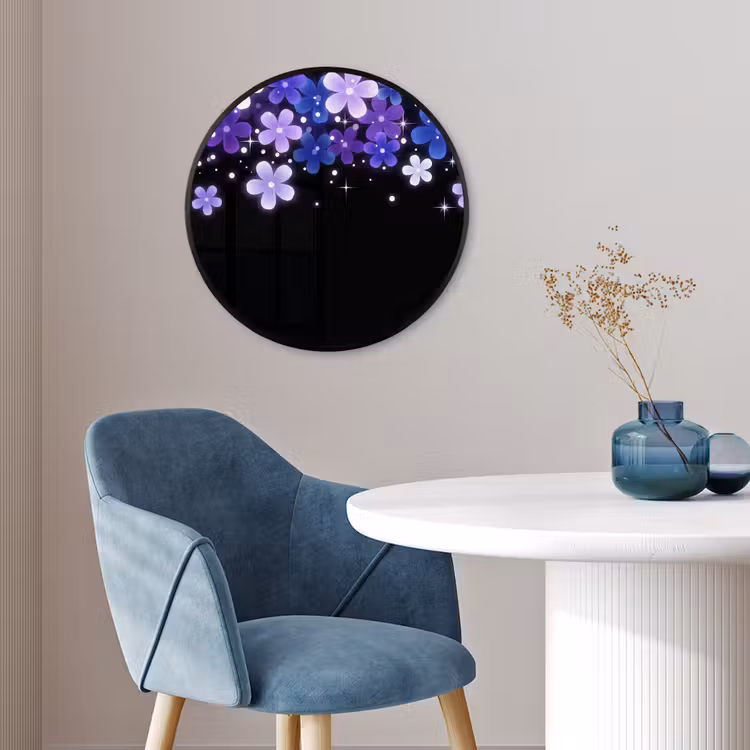 Poster im Rahmen Rund - Blumen – Lila – Modern — 4
