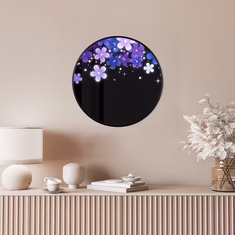 Poster im Rahmen Rund - Blumen – Lila – Modern — 5