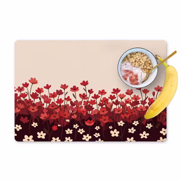 Tischset - 6 Stück - Blumen – Rot – Natur — 1