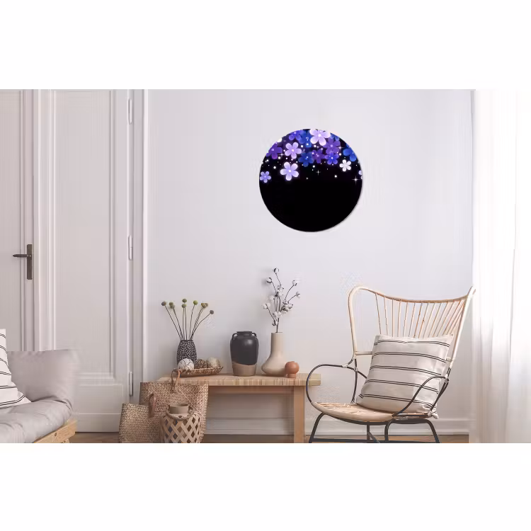 Alu-Dibond-Bild Rund - Blumen – Lila – Modern — 2