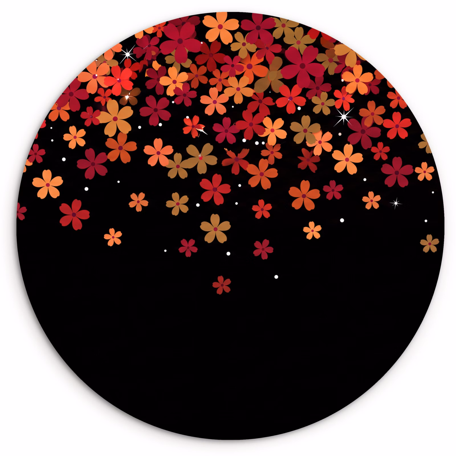 Glasbild Rund - Blumen – Abstrakt – Orange — 1