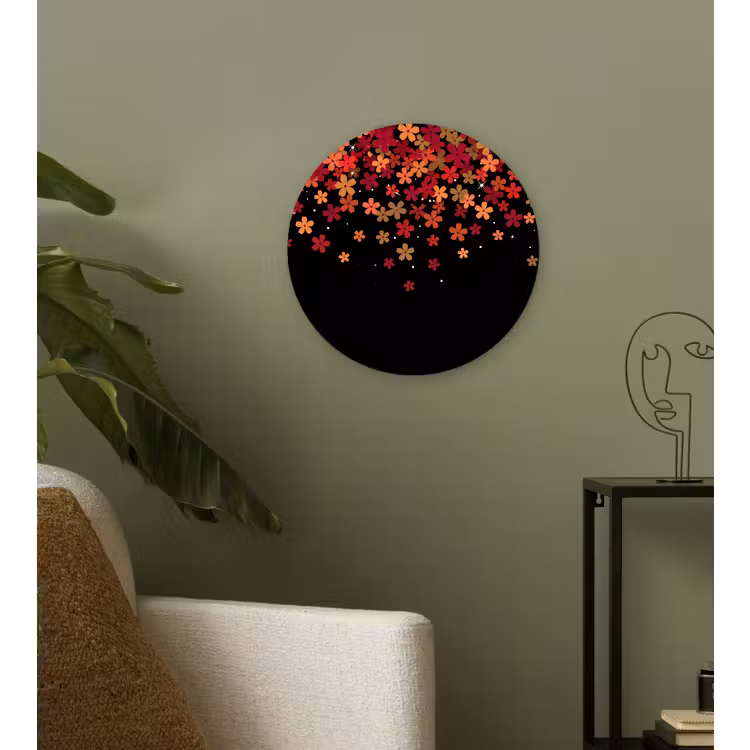 Glasbild Rund - Blumen – Abstrakt – Orange — 3