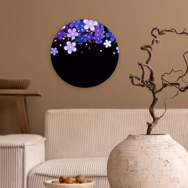 Glasbild Rund - Blumen – Lila – Modern — 2
