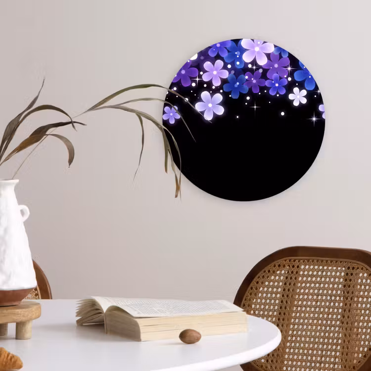 Glasbild Rund - Blumen – Lila – Modern — 4