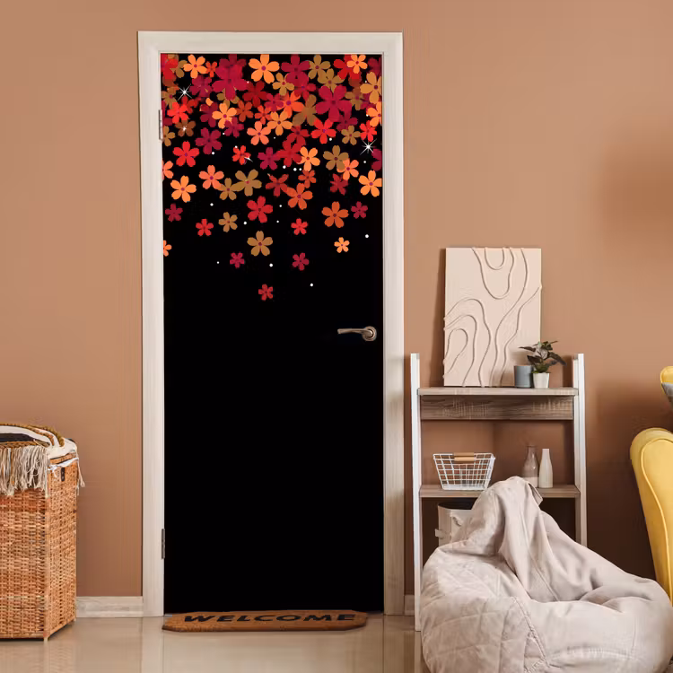 Türtapete - Blumen – Abstrakt – Orange — 2