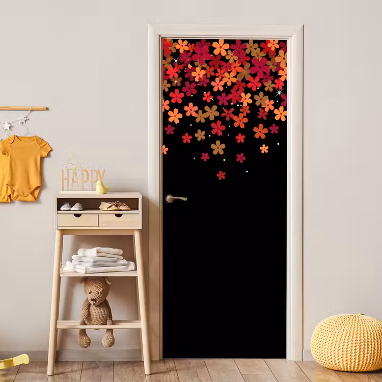 Türtapete - Blumen – Abstrakt – Orange — 5