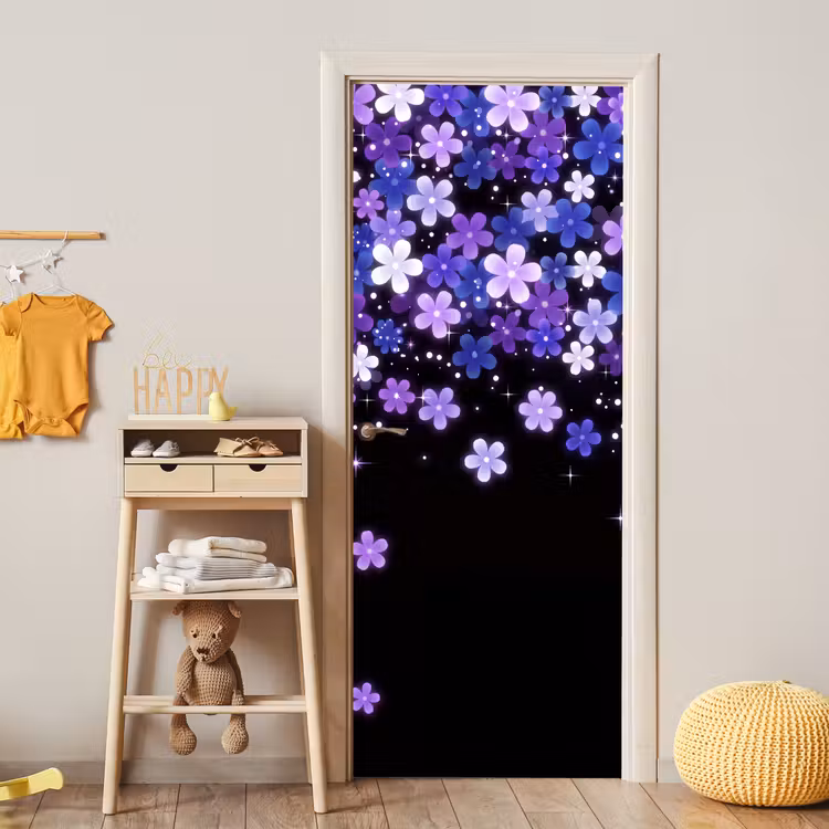 Türtapete - Blumen – Lila – Modern — 5
