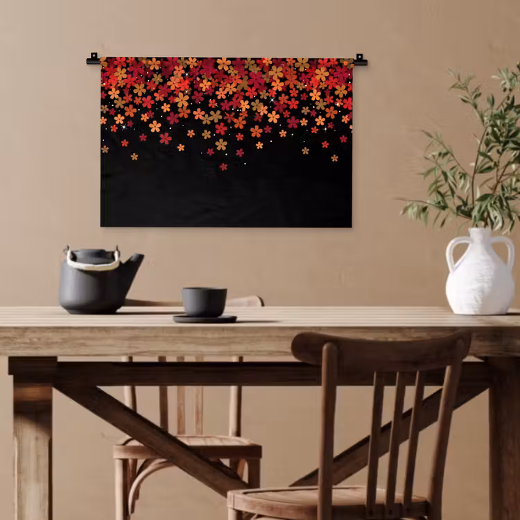 Wandteppich - Blumen – Abstrakt – Orange — 3