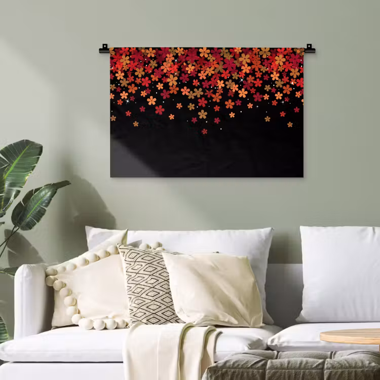 Wandteppich - Blumen – Abstrakt – Orange — 4