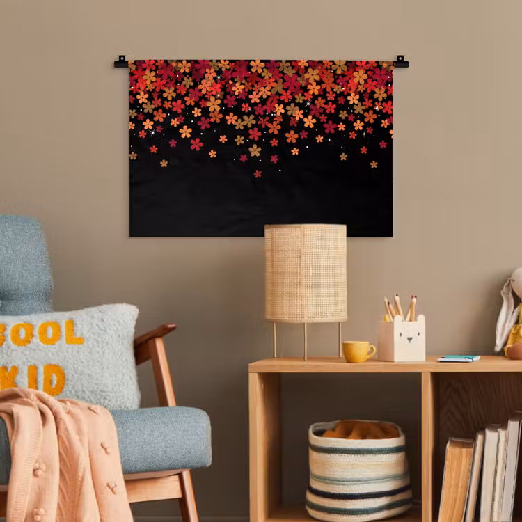 Wandteppich - Blumen – Abstrakt – Orange — 5