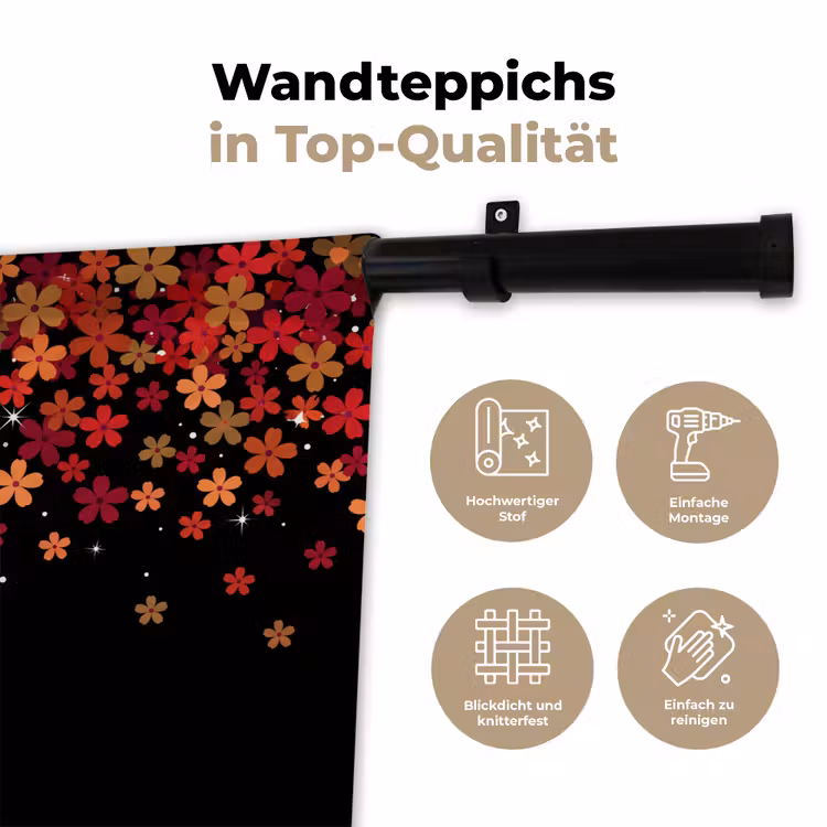Wandteppich - Blumen – Abstrakt – Orange — 7