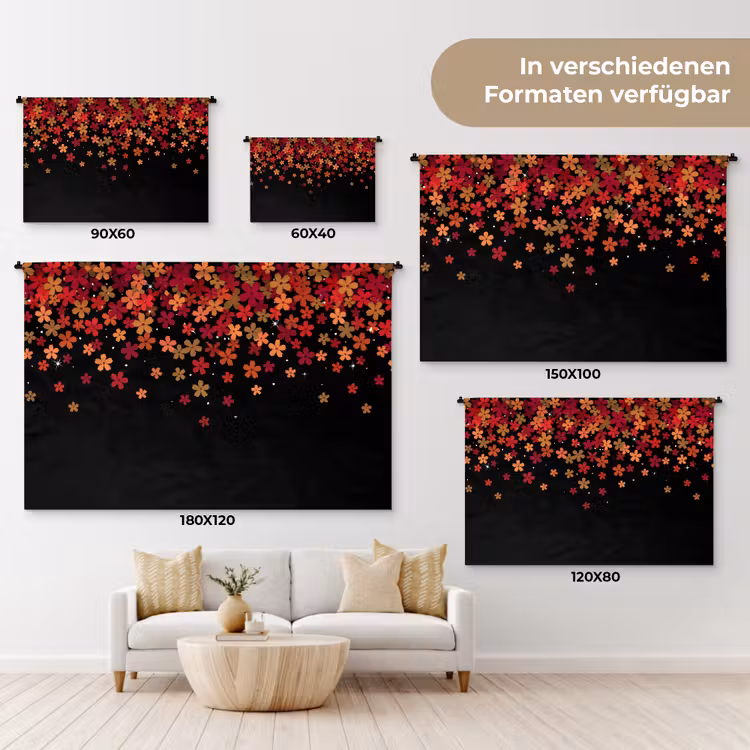 Wandteppich - Blumen – Abstrakt – Orange — 8