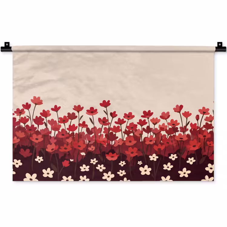 Wandteppich - Blumen – Rot – Natur — 1