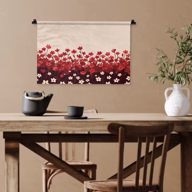 Wandteppich - Blumen – Rot – Natur — 3