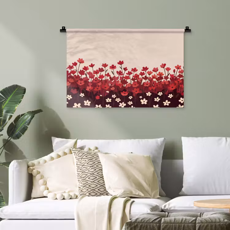 Wandteppich - Blumen – Rot – Natur — 4