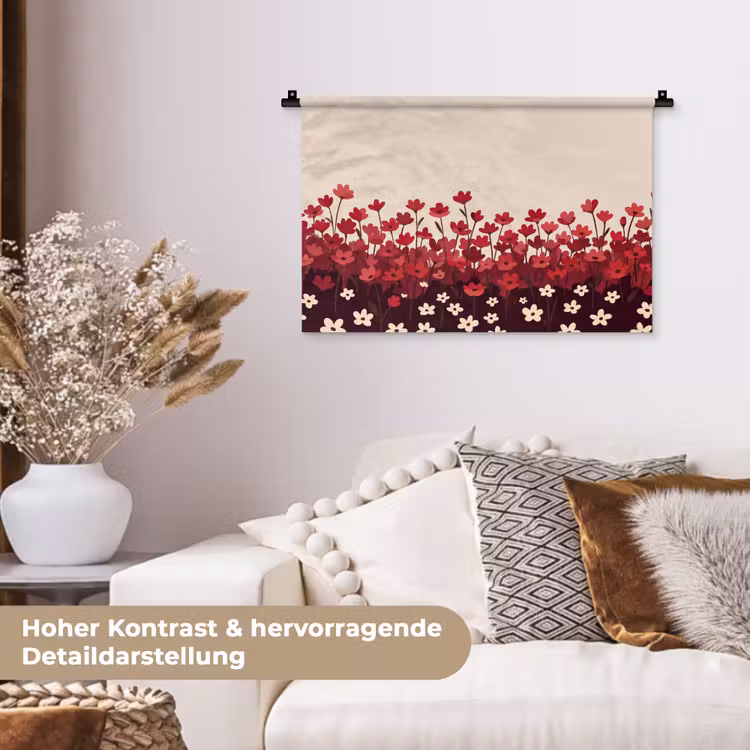 Wandteppich - Blumen – Rot – Natur — 6