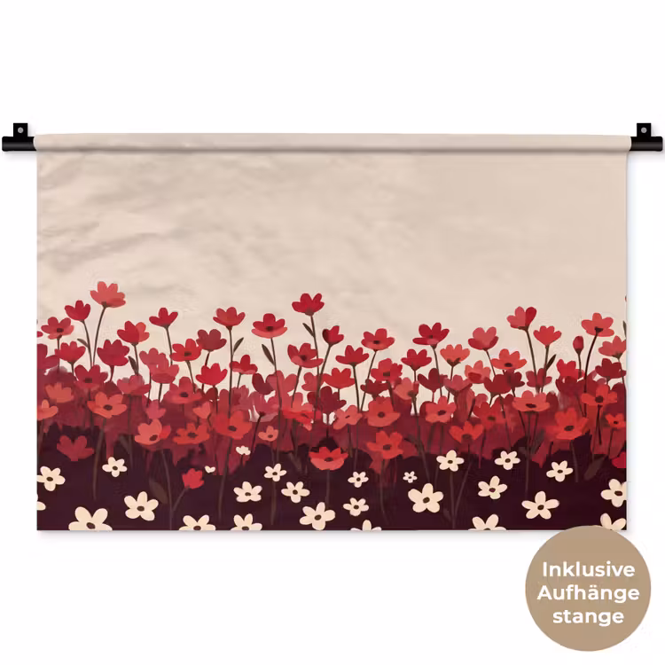 Wandteppich - Blumen – Rot – Natur — 9