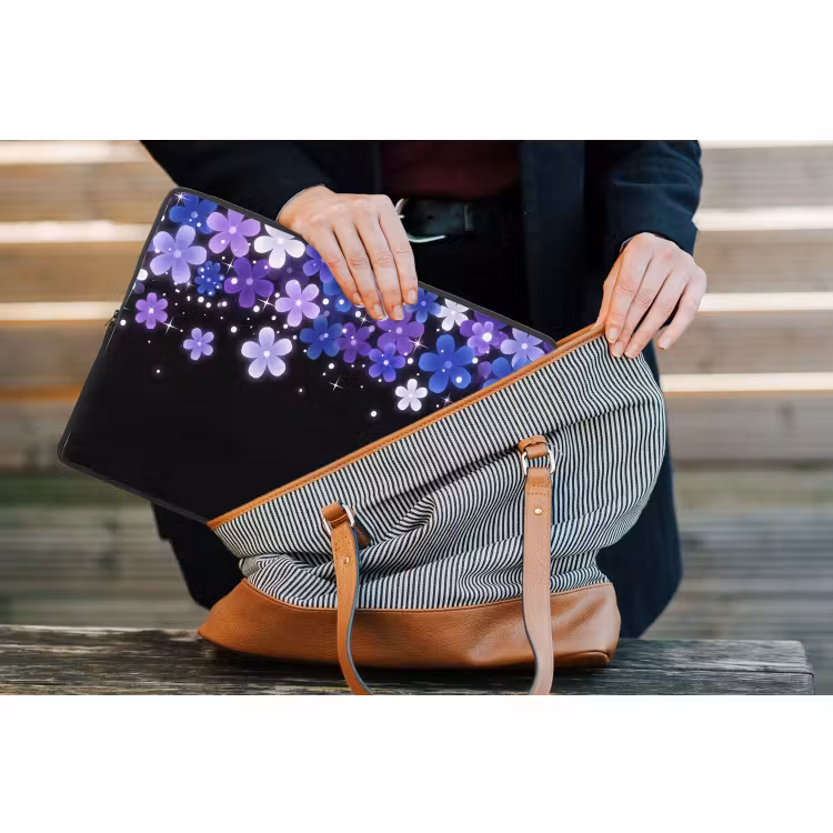 Laptop hülle - Blumen – Lila – Modern — 4