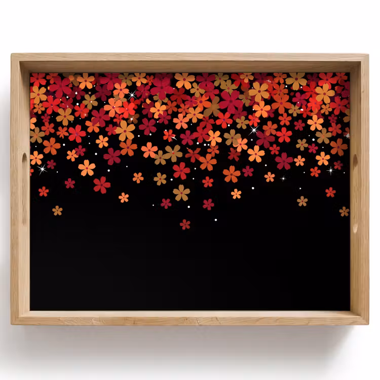 Tablett - Blumen – Abstrakt – Orange — 1