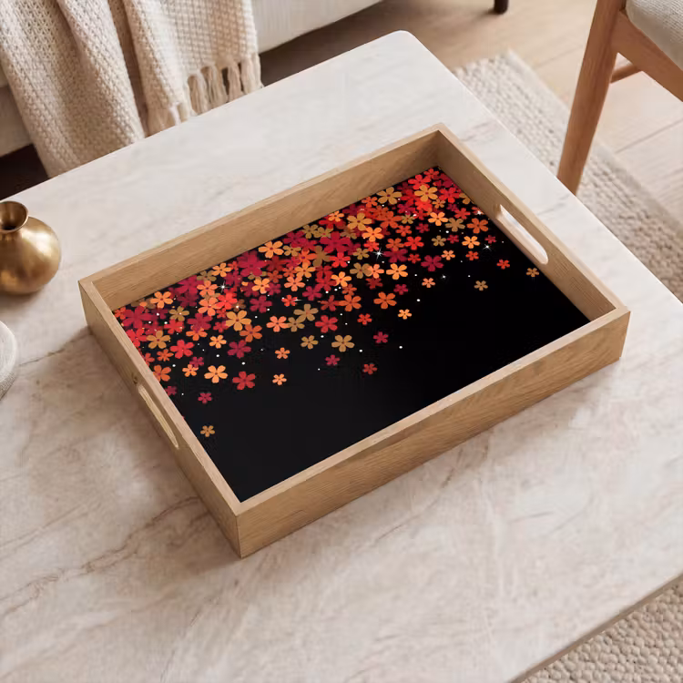 Tablett - Blumen – Abstrakt – Orange — 2