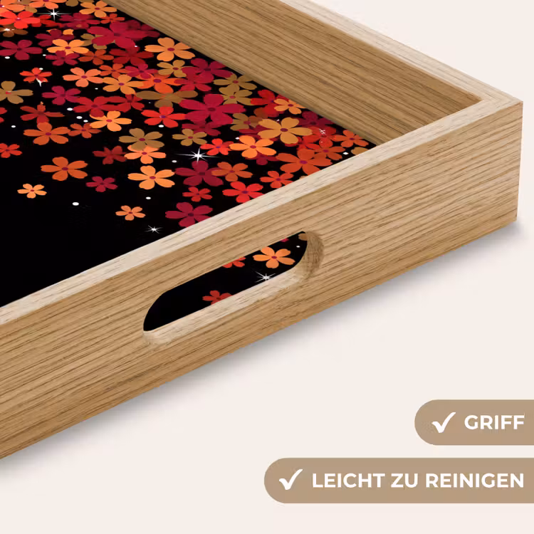 Tablett - Blumen – Abstrakt – Orange — 5