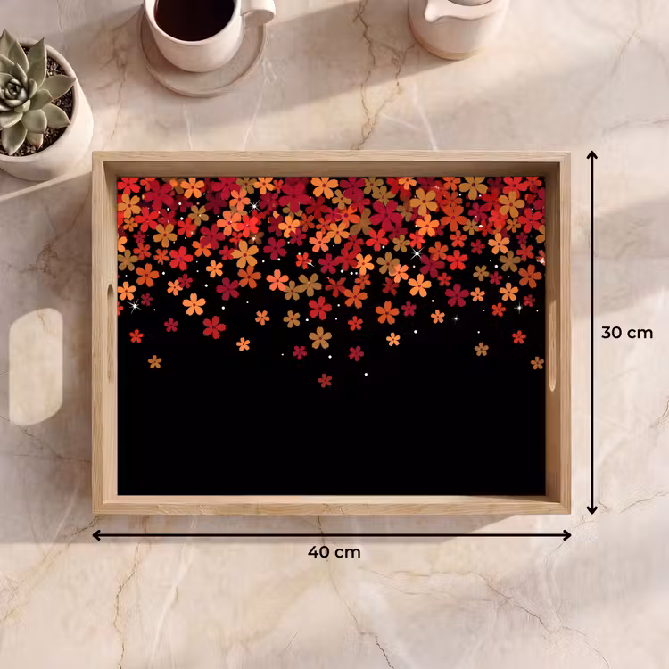 Tablett - Blumen – Abstrakt – Orange — 9