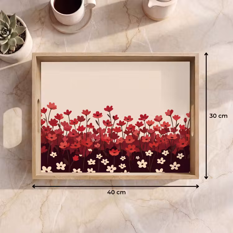 Tablett - Blumen – Rot – Natur — 9