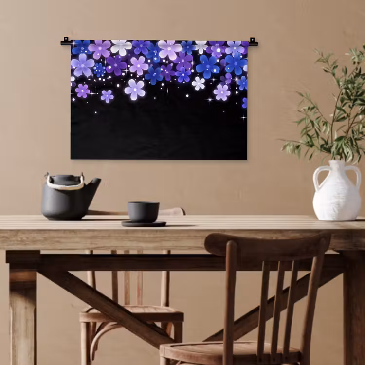 Wandteppich - Blumen – Lila – Modern — 3