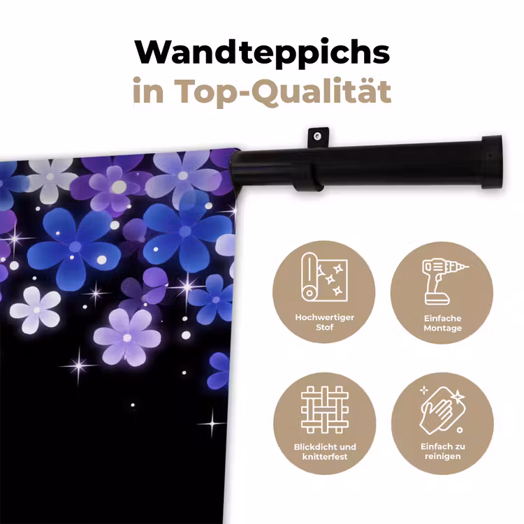 Wandteppich - Blumen – Lila – Modern — 7