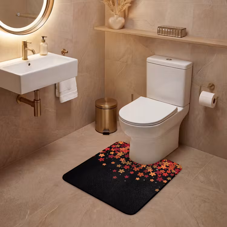 WC Vorleger - Blumen – Abstrakt – Orange — 4