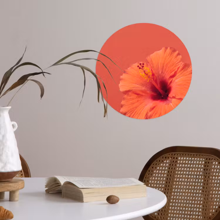 Runde Tapete - Blumen – Orange – Natur — 4