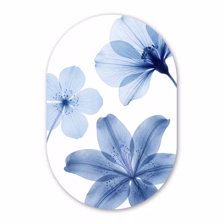Glasbild Oval - Blaue Blumen – Natur — 1