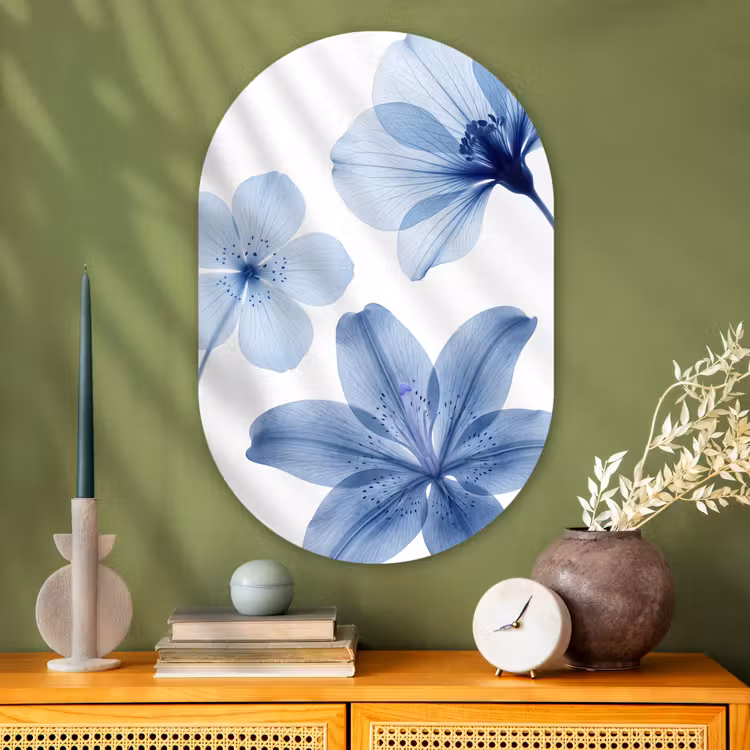 Glasbild Oval - Blaue Blumen – Natur — 2