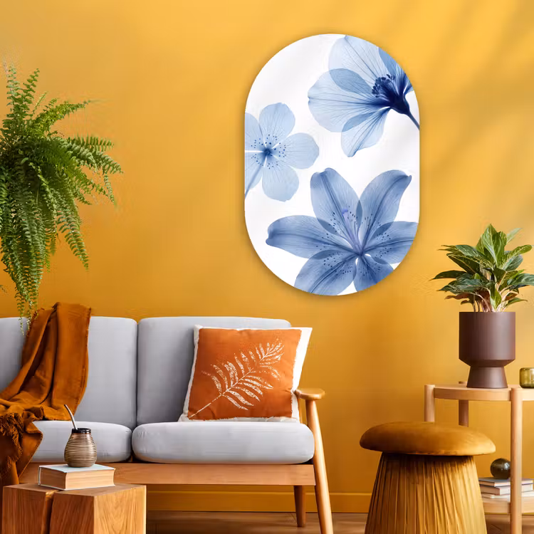 Glasbild Oval - Blaue Blumen – Natur — 3