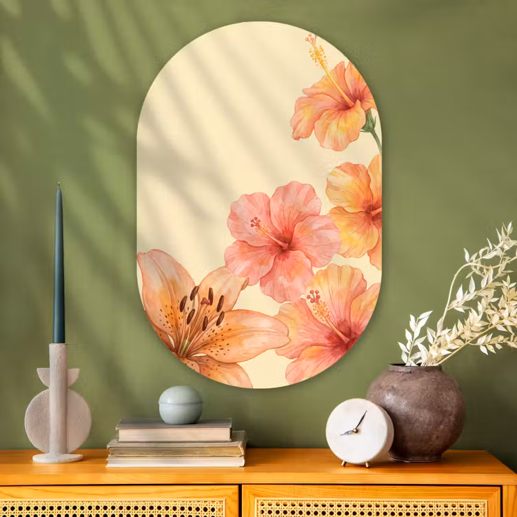 Glasbild Oval - Blumen – Aquarell – Natur — 2
