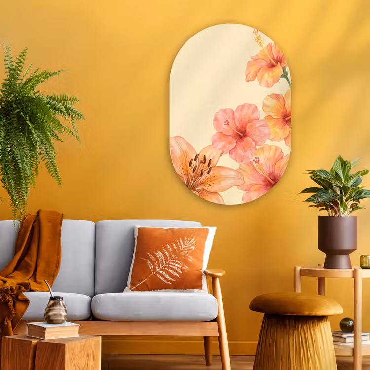 Glasbild Oval - Blumen – Aquarell – Natur — 3