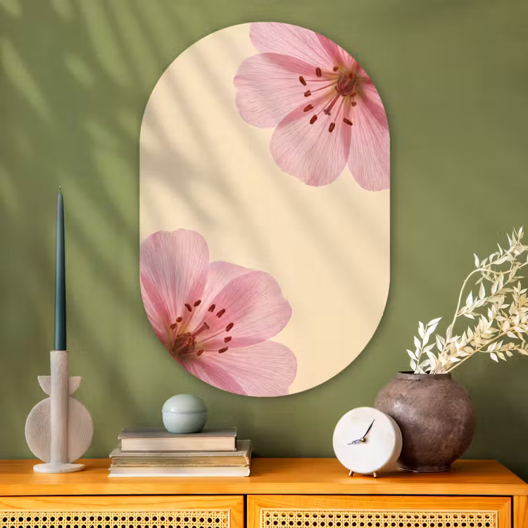 Glasbild Oval - Blumen – Flora – Pastell — 2