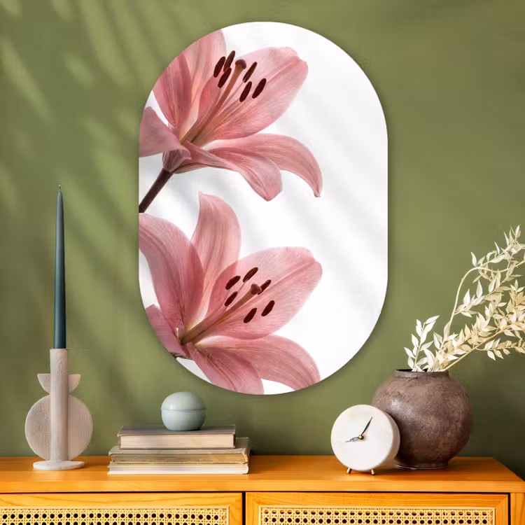 Glasbild Oval - Blumen – Sanft – Modern — 2