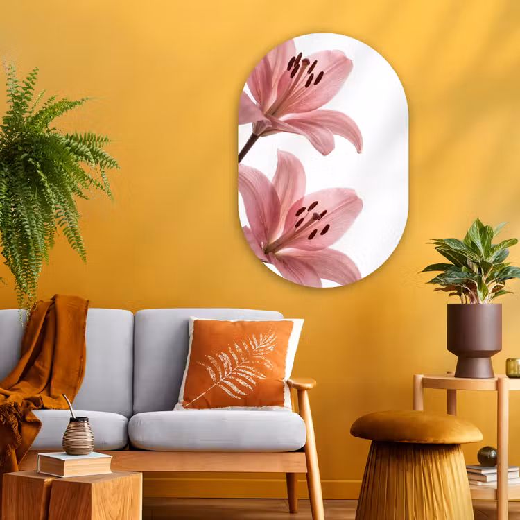 Glasbild Oval - Blumen – Sanft – Modern — 3