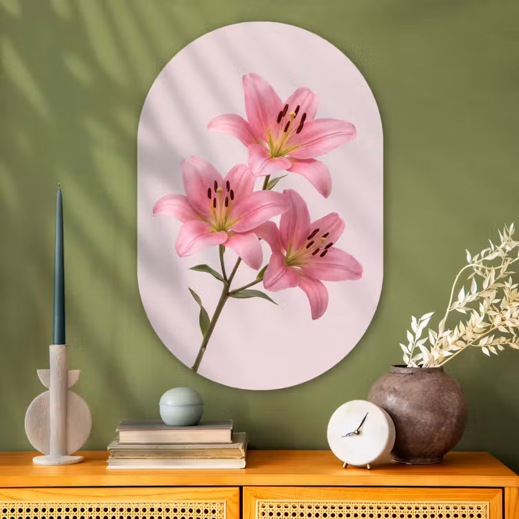 Glasbild Oval - Blumen – Zart – Rosa — 2