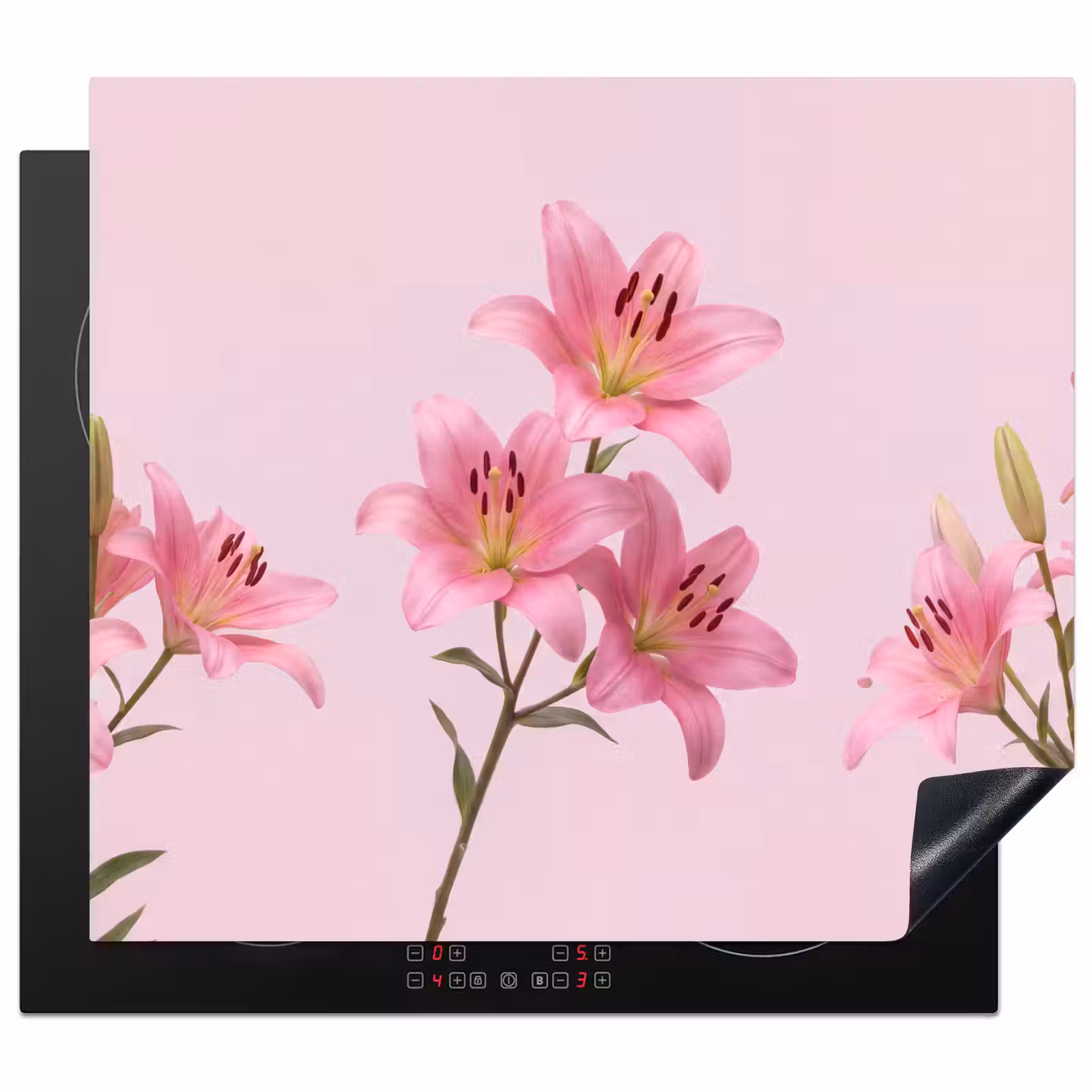 Herdabdeckplatte - Blumen – Zart – Rosa — 1