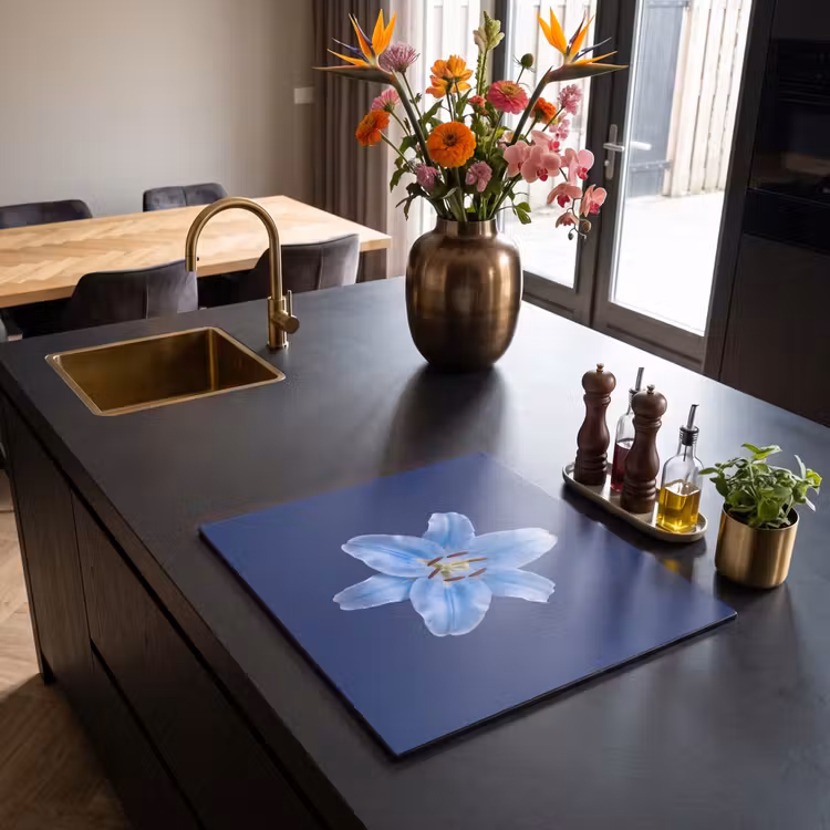 Herdabdeckplatte - Blaue Lilie – Blumen — 5
