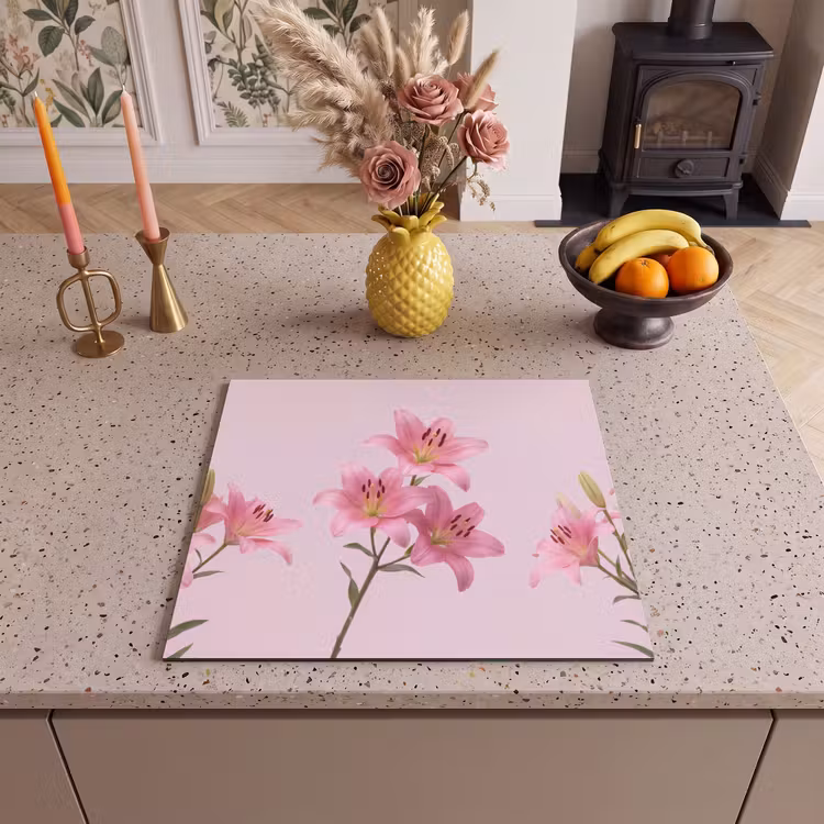 Herdabdeckplatte - Blumen – Zart – Rosa — 2