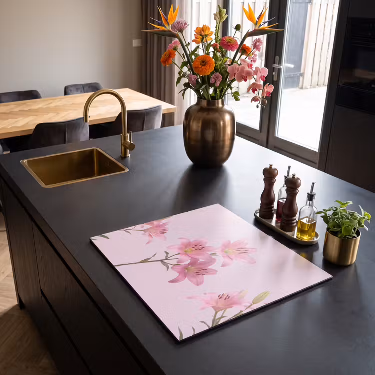Herdabdeckplatte - Blumen – Zart – Rosa — 5