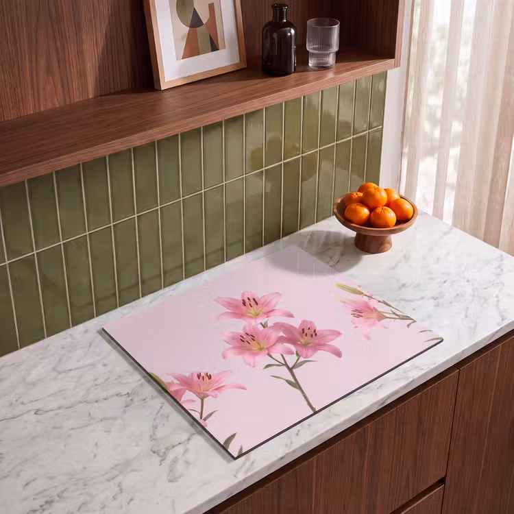 Herdabdeckplatte - Blumen – Zart – Rosa — 8